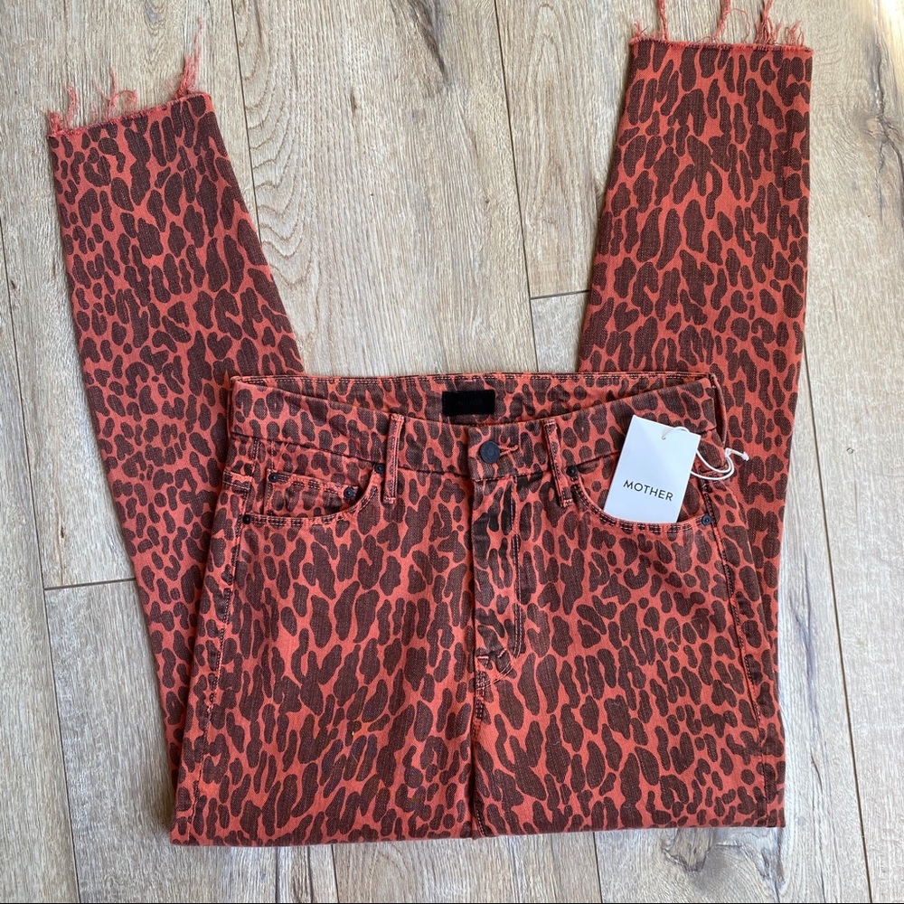 Mother Looker Ankle Fray Jeans Animal High Waisted